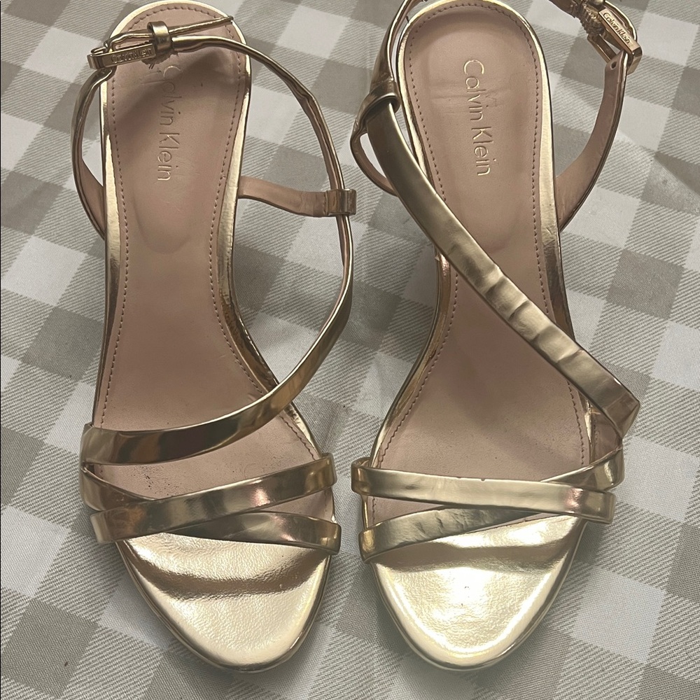 Calvin Klein Women's Metallic Gold Sandals